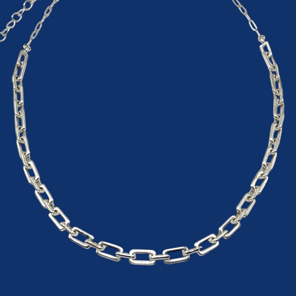 Liz Claiborne Necklace Silver Tone Paperclip Link Chain 19 in Jewelry Classic LC